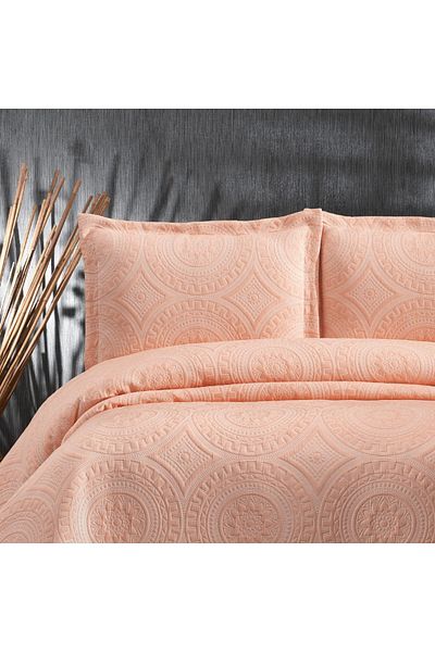 Solinas Collection Orange Cotton Double Bedspread - Medallion
