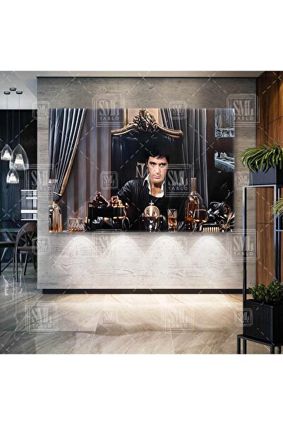 SML TABLO Al Pacino Scarface Tony Montana Mafya Yaralı Yüz 1983 Alpacino Yatay Kanvas Tablo