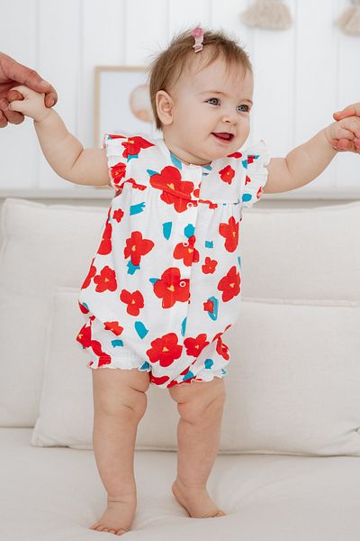 Lilabio 100% Cotton Short Leg Ruffle Baby Romper