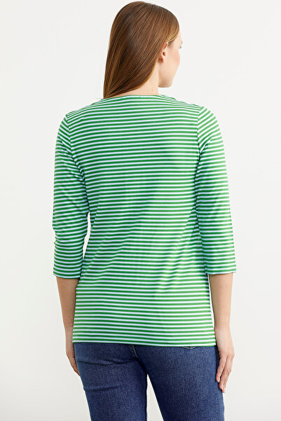 Sementa Μπλουζάκι με ριγέ μακρυμάνικο πατιλέτα - Πράσινο