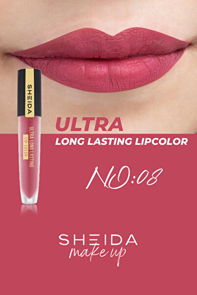 Sheida Long Lasting Uzun Süre Kalıcı Mat Likit Ruj - Yoğun Pigment & E Vitaminli Formül - No 08