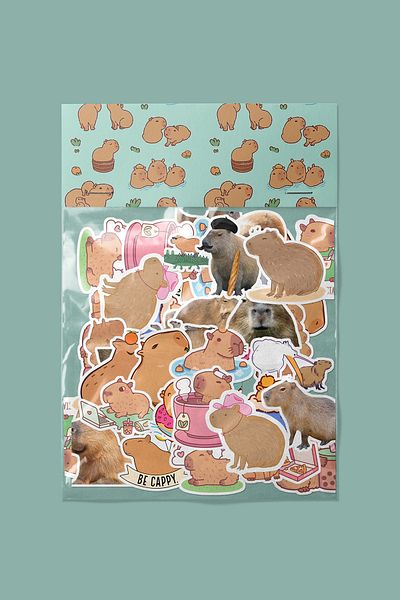 dadi ramba Pachet de autocolante Capybara - Bullet Journal - Agenda - Planificator - Notebook - Autocolant pentru laptop