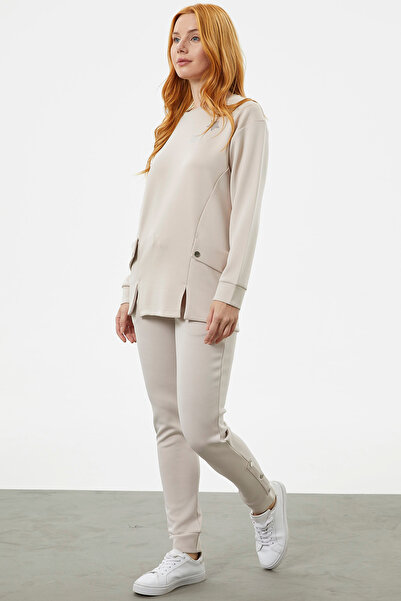 Sementa Σετ αθλητική φόρμα Oversize με λεπτομέρεια τσέπης τσάντας - Μπεζ