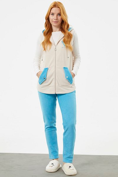 Sementa Γιλέκο Διπλό Χρώμα Fleece Tracksuit Σετ - Μπεζ