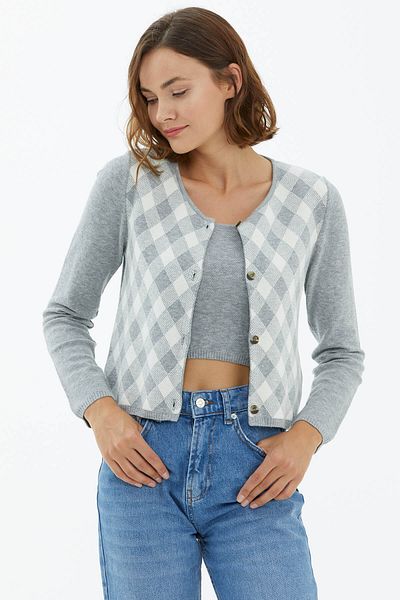 Sementa Cardigan Set with Cropped Inside Gray