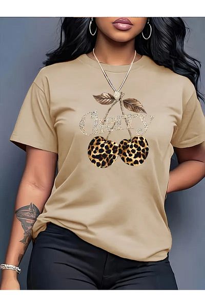 FULL TOLERANCE Γυναικείο μπλουζάκι Leopard Cheries με στάμπα μεγάλου μεγέθους