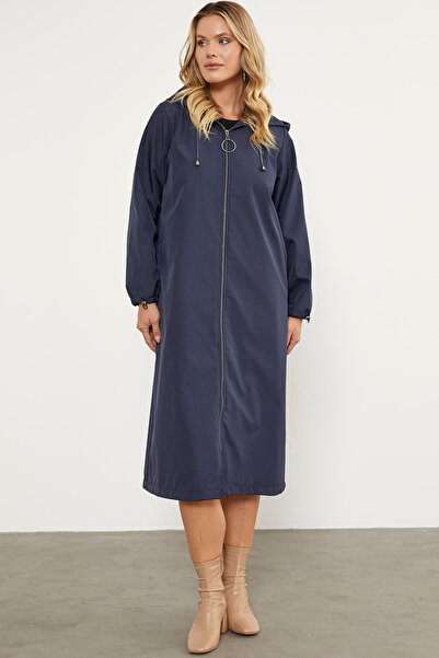 Sementa Довгий тренчкот з капюшоном і застібкою-блискавкою - темно-синій