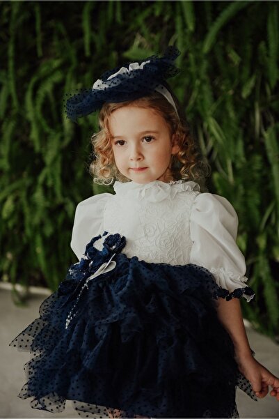 MIALORA EXCLUSİVE By Emel Ebru Özdemir Özel Tasarım Kız Çocuk Puantiyeli Elbise , Kısa Kız Çocuk Elbisesi, Saç Aksesuarlı Çocuk Abiye