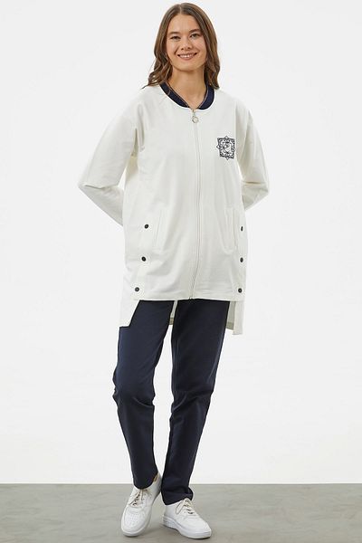 Sementa Zippered Tunic Tracksuit Set - Ecru