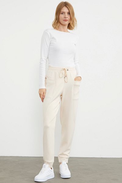 Sementa Scuba Fabric Sweatpants με τσέπες - Ανοιχτό Μπεζ