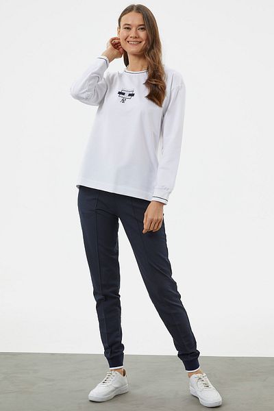 Sementa Σετ αθλητική φόρμα Oversize με λεπτομέρεια κεντήματος - Λευκό