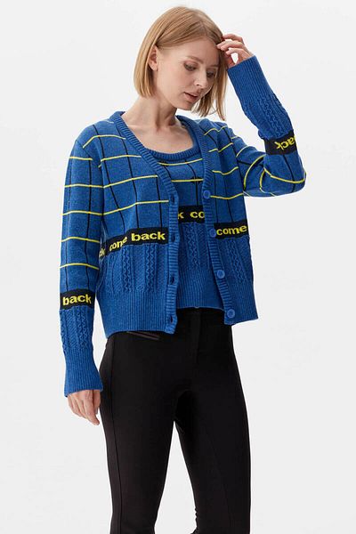 Sementa Set de tricotaje pătrate cu model dublu cardigan - albastru
