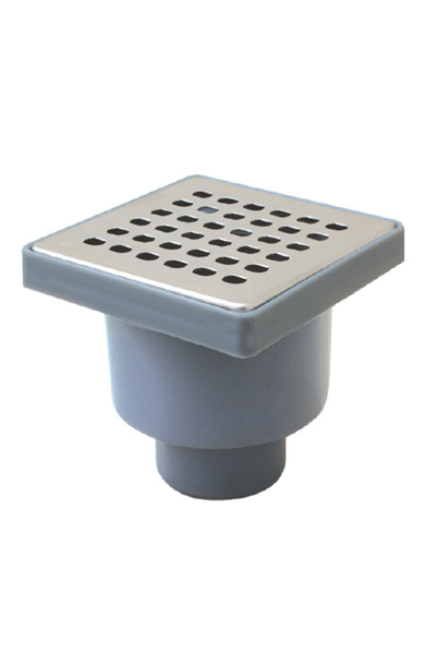 forsüz 10x10 cm Süzgeç-Plastik Gövde&Çerçeve-Ø50 Alttan Çıkış-Satin Krom Kare...