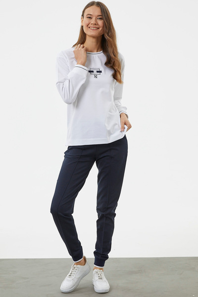 Sementa Σετ αθλητική φόρμα Oversize με λεπτομέρεια κεντήματος - Λευκό