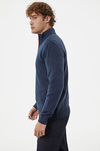 Sementa Πλεκτό πουλόβερ με φερμουάρ με γιακά - Navy Blue