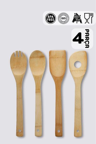 HOMENIVA 4 Piece Wooden Serving Set – Spoon Spatula Set