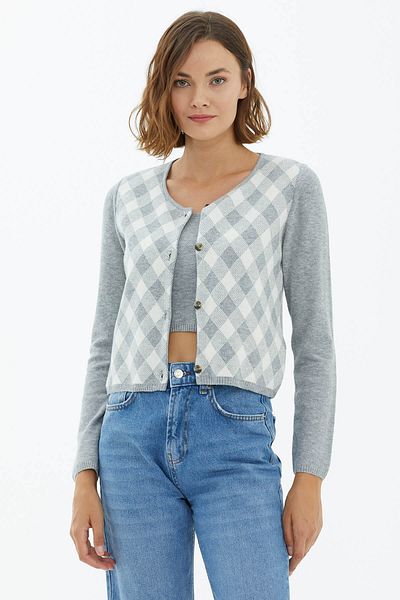 Sementa Cardigan Set with Cropped Inside Gray
