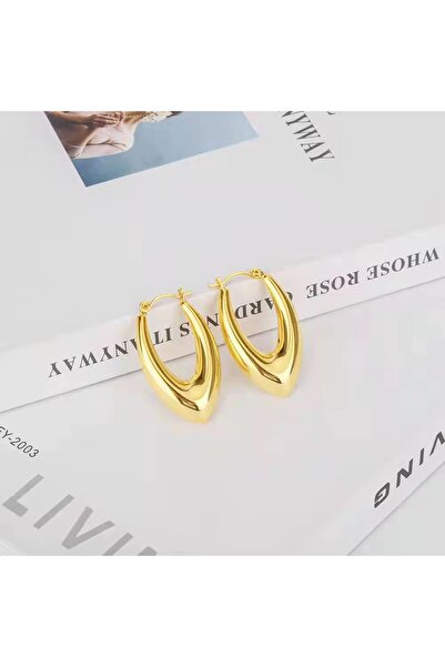 Siya Silver Bombeli Oval Çelik Küpe