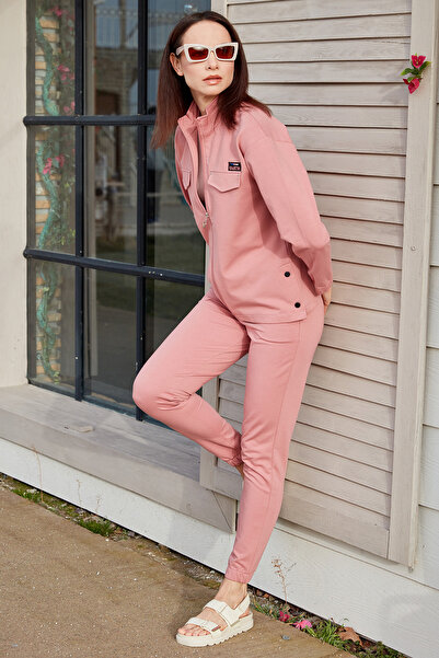 Sementa Σετ αθλητική φόρμα με λεπτομέρεια τσέπης Oversize - Dusty Rose