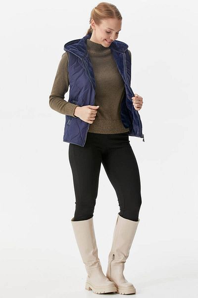 Sementa Hooded Quilted Vest with Plush Fur Inside - Navy Blue