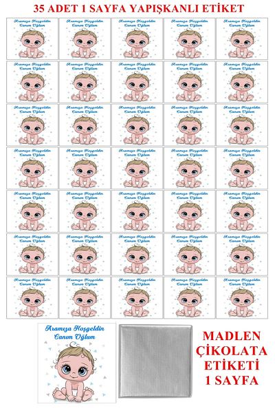 Pasta9 Baby Boy Madlen Chocolate Tag 1 Sheet A4 Photo Paper Model Mdl6