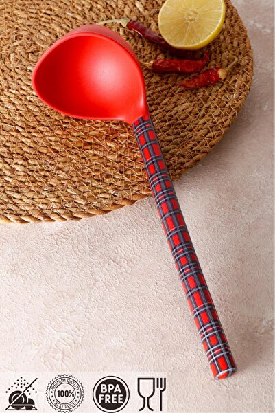 HOMENIVA 1 Piece Red Plaid Silicone Tip Scoop - Fireproof Non-Stick