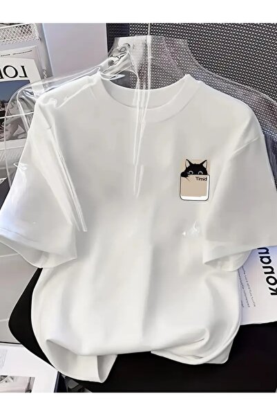 FULL TOLARANCE Tricou de damă cu imprimeu cu pisici de mărime mare