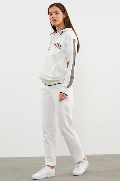 Sementa Σετ αθλητική φόρμα με κουκούλα με Crop Inside – Ecru