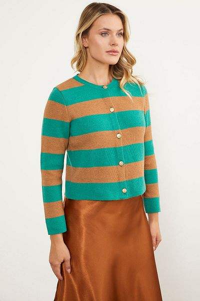 Sementa Cardigan scurt de tricotaj cu dungi - verde