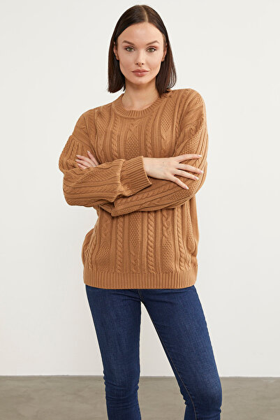 Sementa Πλεκτό Βασικό Πλεκτό Πουλόβερ με Λεπτομέρεια Πλεξούδας Μαλλιών - Kamel