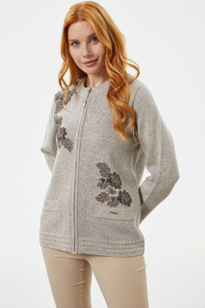 Sementa Πλεκτό Παλτό με Χοντρό Πλεκτό με φερμουάρ - Mink