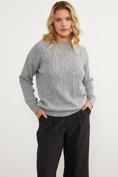 Sementa Pulover oversize cu model în relief - gri