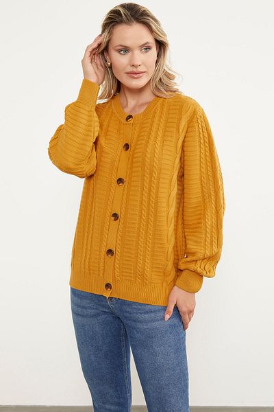 Sementa Cardigan Tricotat Cu Gât Crew Buttoned - Güneş