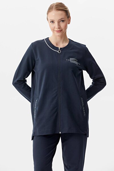 Sementa Φόρμα με λεπτομέρεια από πέτρα Plus Size - Navy Blue