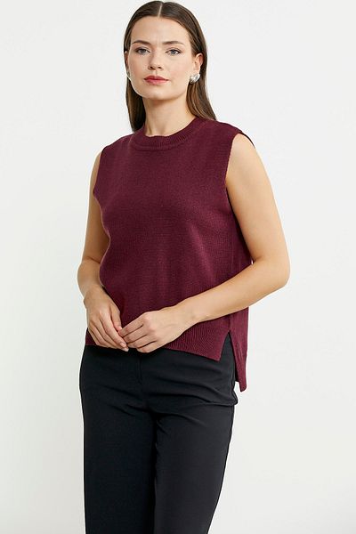 Sementa Burgundy Wool Knitwear Sweater - Open Back and Tie-Up