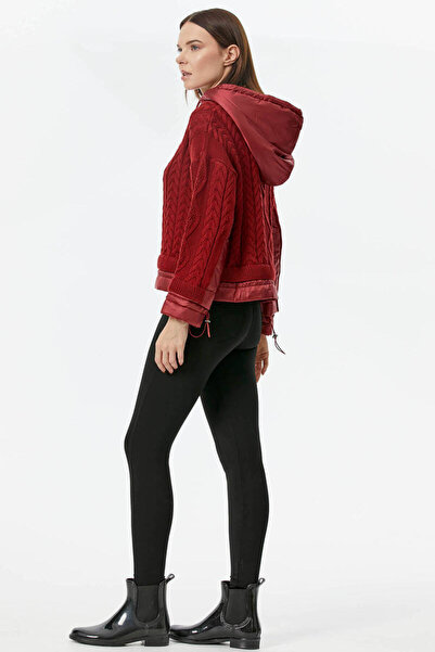 Sementa Πλεκτό πουλόβερ με κουκούλα Miflon - Claret Red