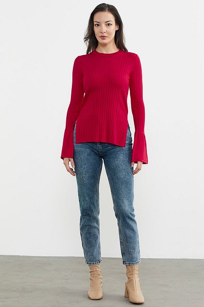 Sementa Derby Knitwear Sweater with Sleeve Detail - Red