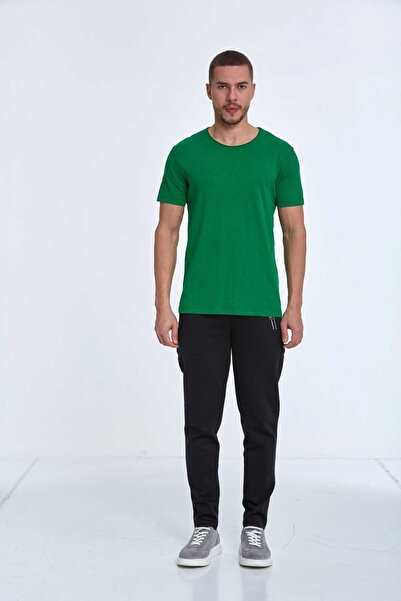 Voltaj Πράσινο μπλουζάκι από βαμβακερό μονό ζέρσεϊ με λαιμόκοψη λουκάνικου