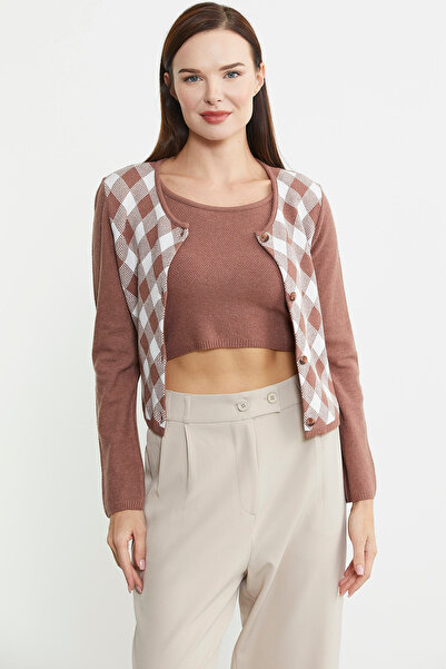 Sementa Cinnamon Colored Cropped Cardigan Set