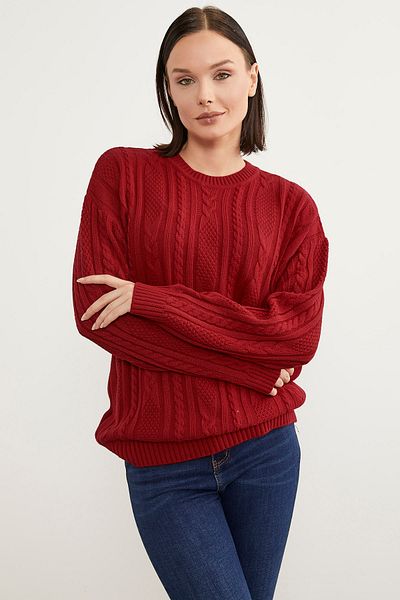 Sementa Basic Knitwear Sweater with Hair Braid Detail - Red