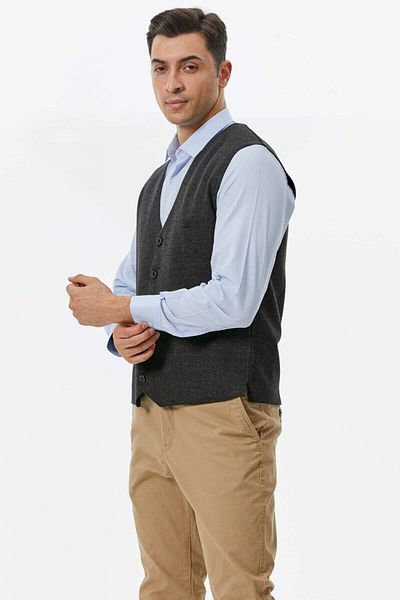 Sementa Classic Knitwear Buttoned Knitwear Vest - Anthracite