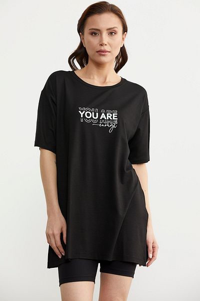 Sementa Bluză Neagră Imprimată Plus Size