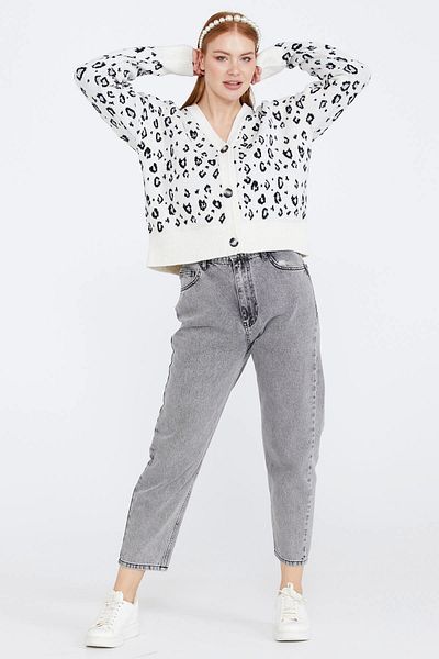 Sementa Cardigan din tricotaj cu model leopard de damă - os - negru