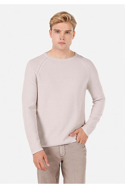 Colin's Pulover pentru bărbați, bej, cu gât rotund, cu croială normală