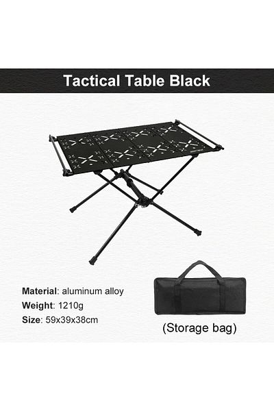 WEST TUNE Black Table WESTTUNE Camping Folding Table Portable Aluminum Alloy Lightweight Table with Accessorie