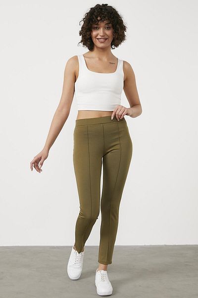 Sementa Pantaloni cu jambiere din lycra de marime mare - kaki