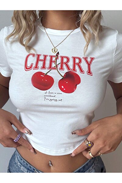 EVIus Tricou cu imprimeu cireș pentru femei