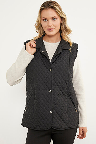 Sementa Vestă matlasată cu buzunar cu fermoar cu fermoar - negru