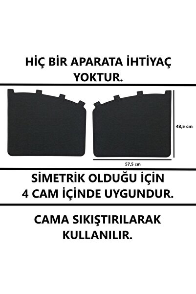 Next Craft Oto Güneşlik Perde Yan Cam Güneş Önleyici Aksesuar  Siyah Keçe Tüm Araçlar İçin 2 Adet