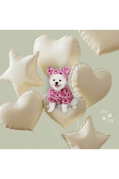 For a Fur Leopard Dog Coat Pink
